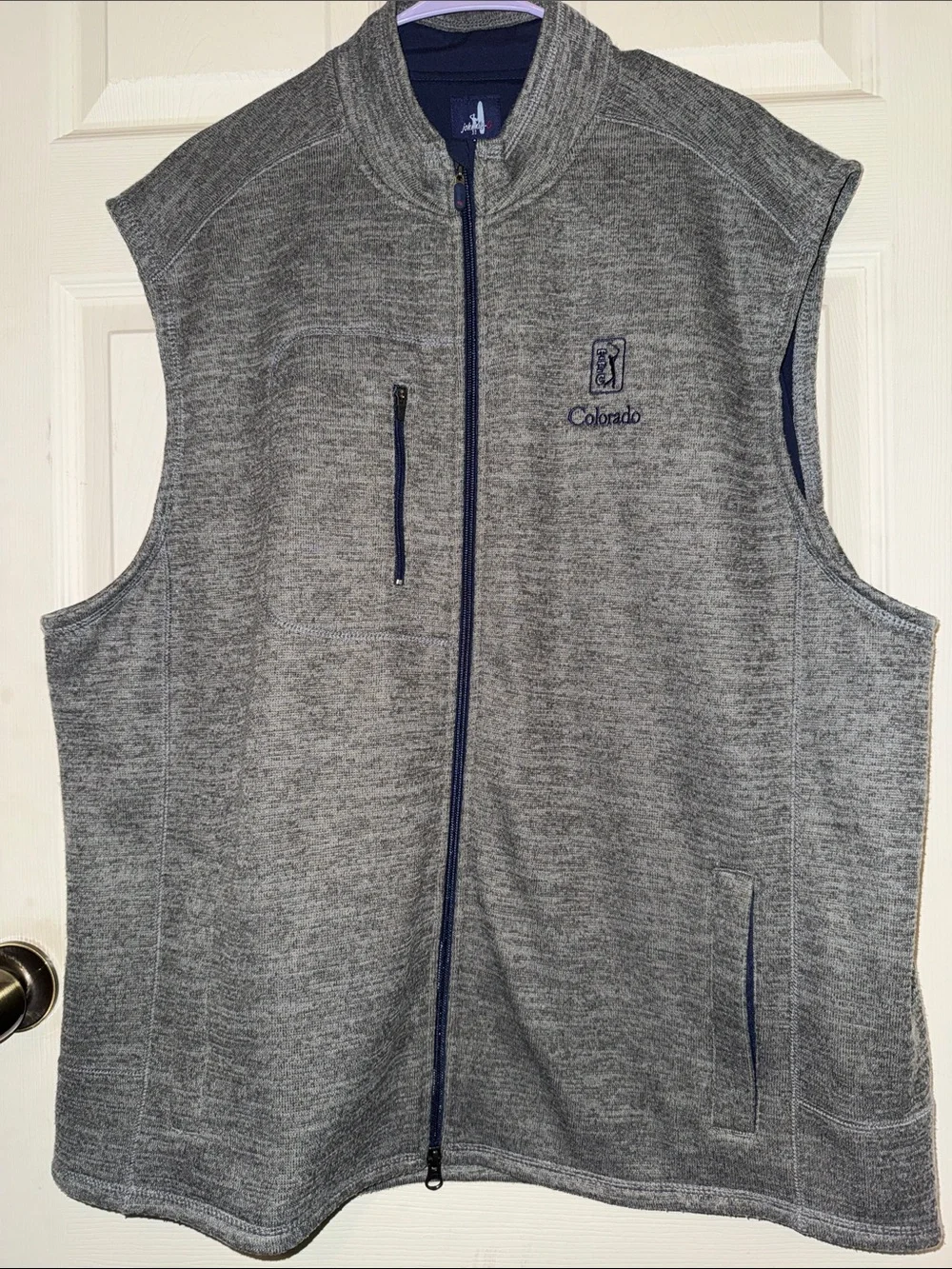 johnnie-O‎ Gray Full-Zip Fleece Vest with TPC Colorado Embroidery